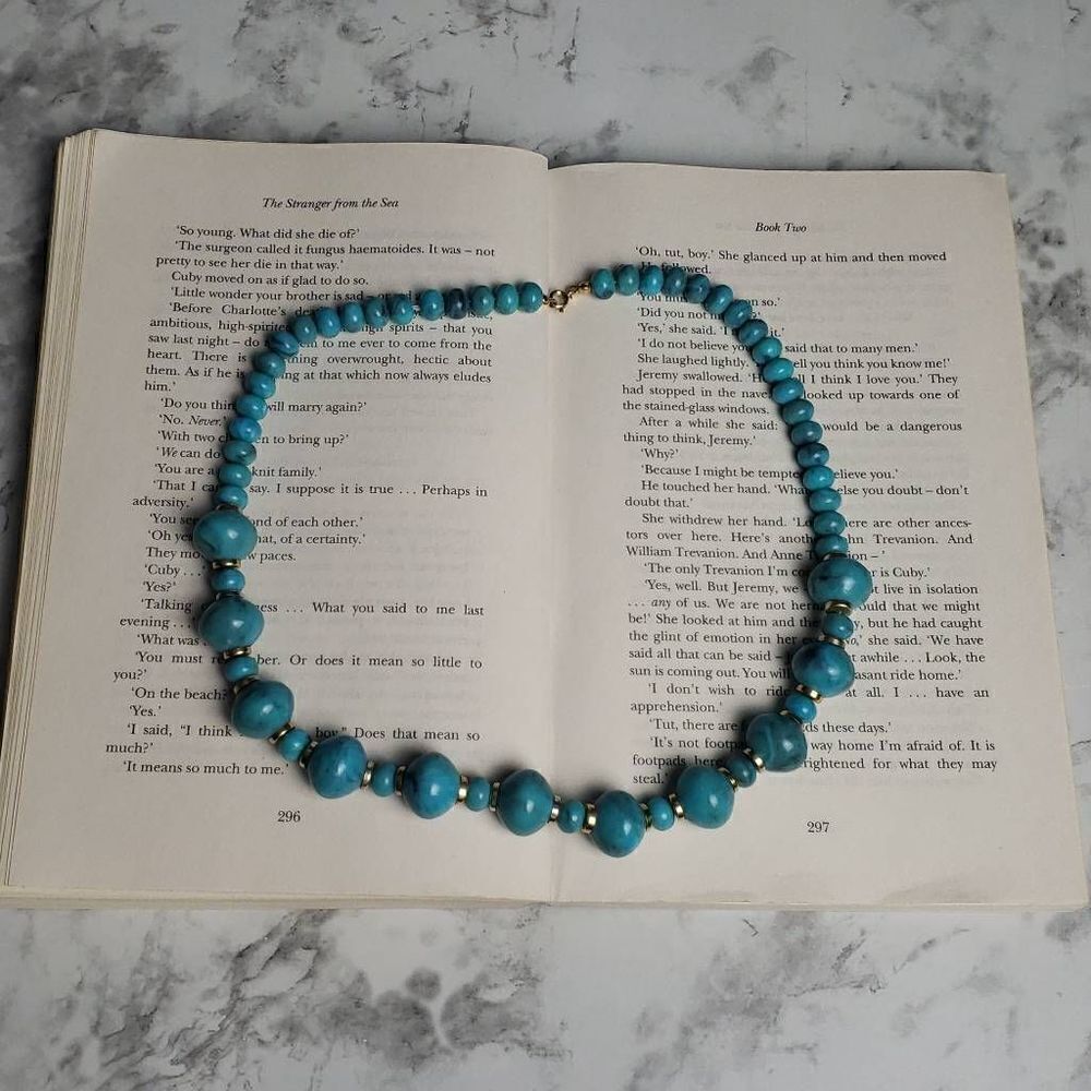 Vintage Turquoise Faux Marbled Necklace